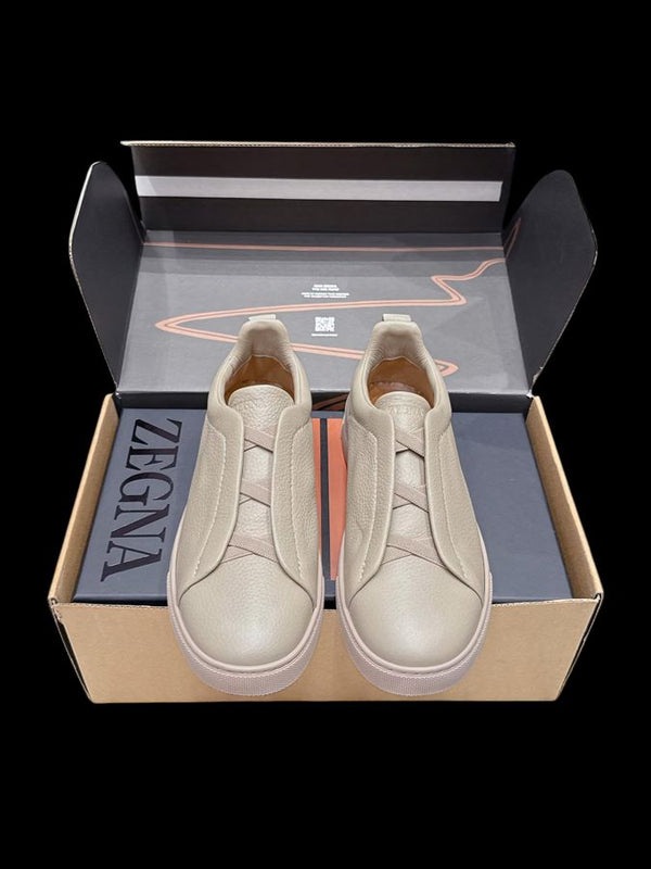 Zegna Triple Stitch Cuero Liso – Crema