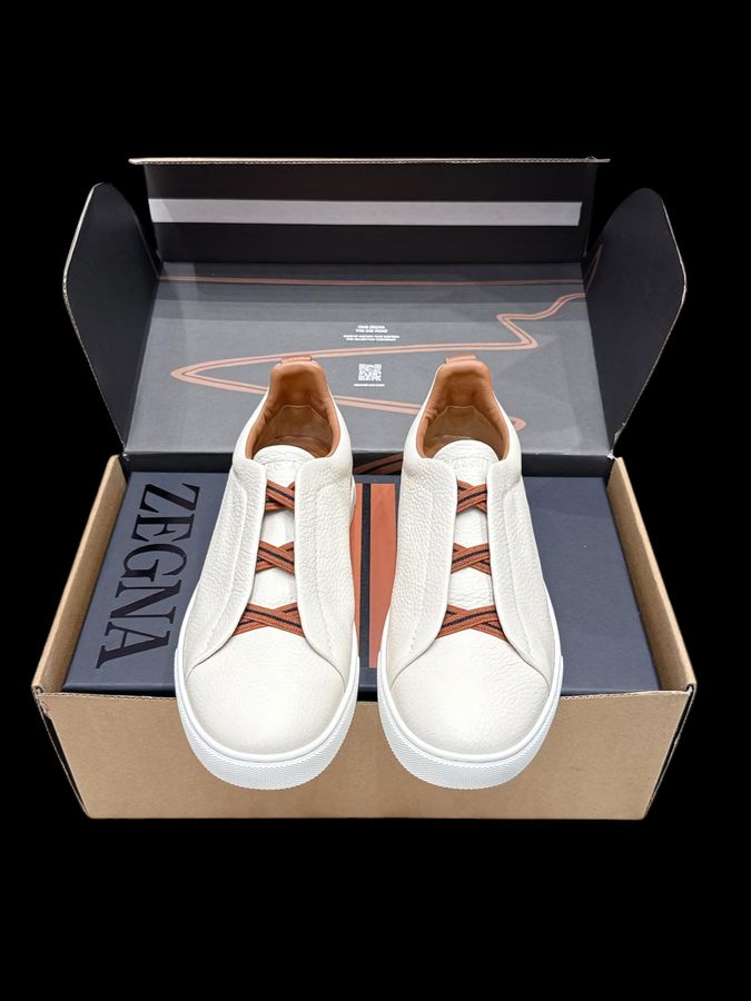 Zegna Triple Stitch Cuero Liso – Cognac Claro