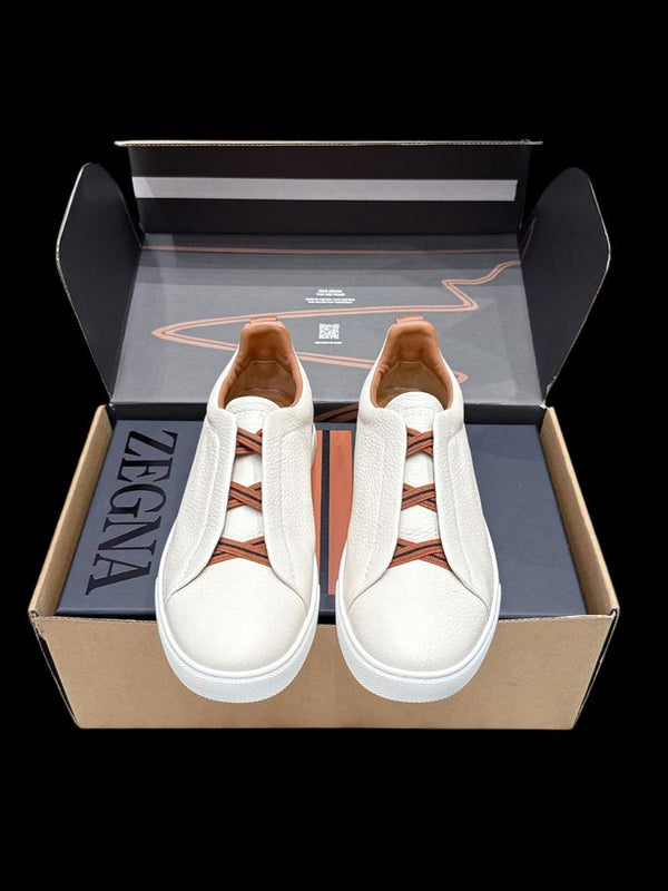 Zegna Triple Stitch Cuero Liso – Cognac Claro