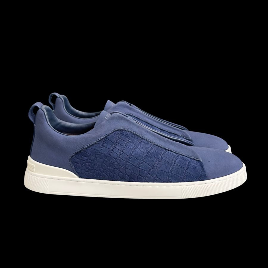 Zegna Triple Stitch Diff Skins – Azul Marino (relieve cocodrilo)