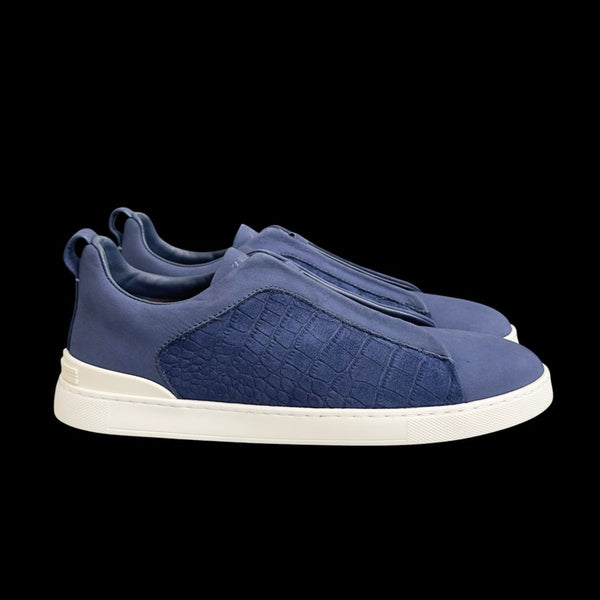 Zegna Triple Stitch Diff Skins – Azul Marino (relieve cocodrilo)