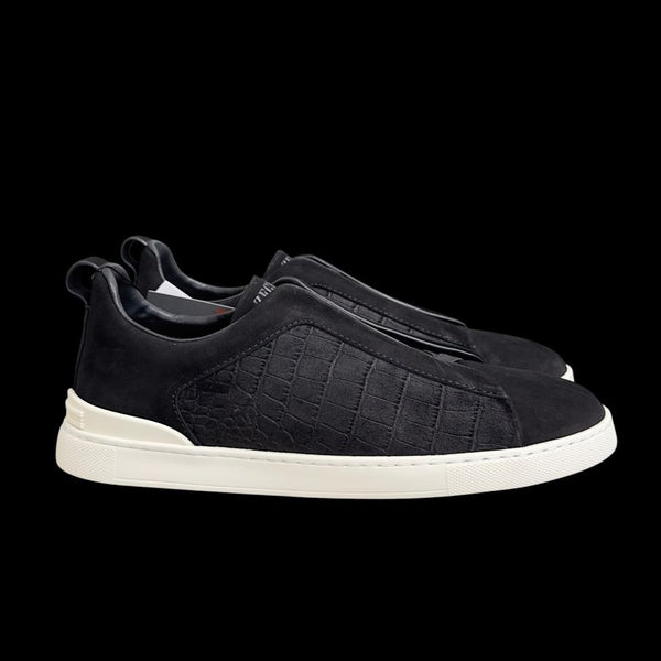 Zegna Triple Stitch Diff Skins – Negro (relieve cocodrilo)