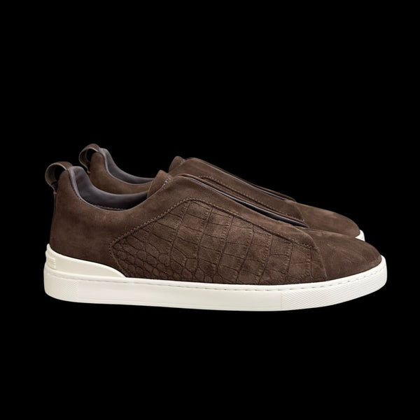 Zegna Triple Stitch Diff Skins – Marrón (relieve cocodrilo)